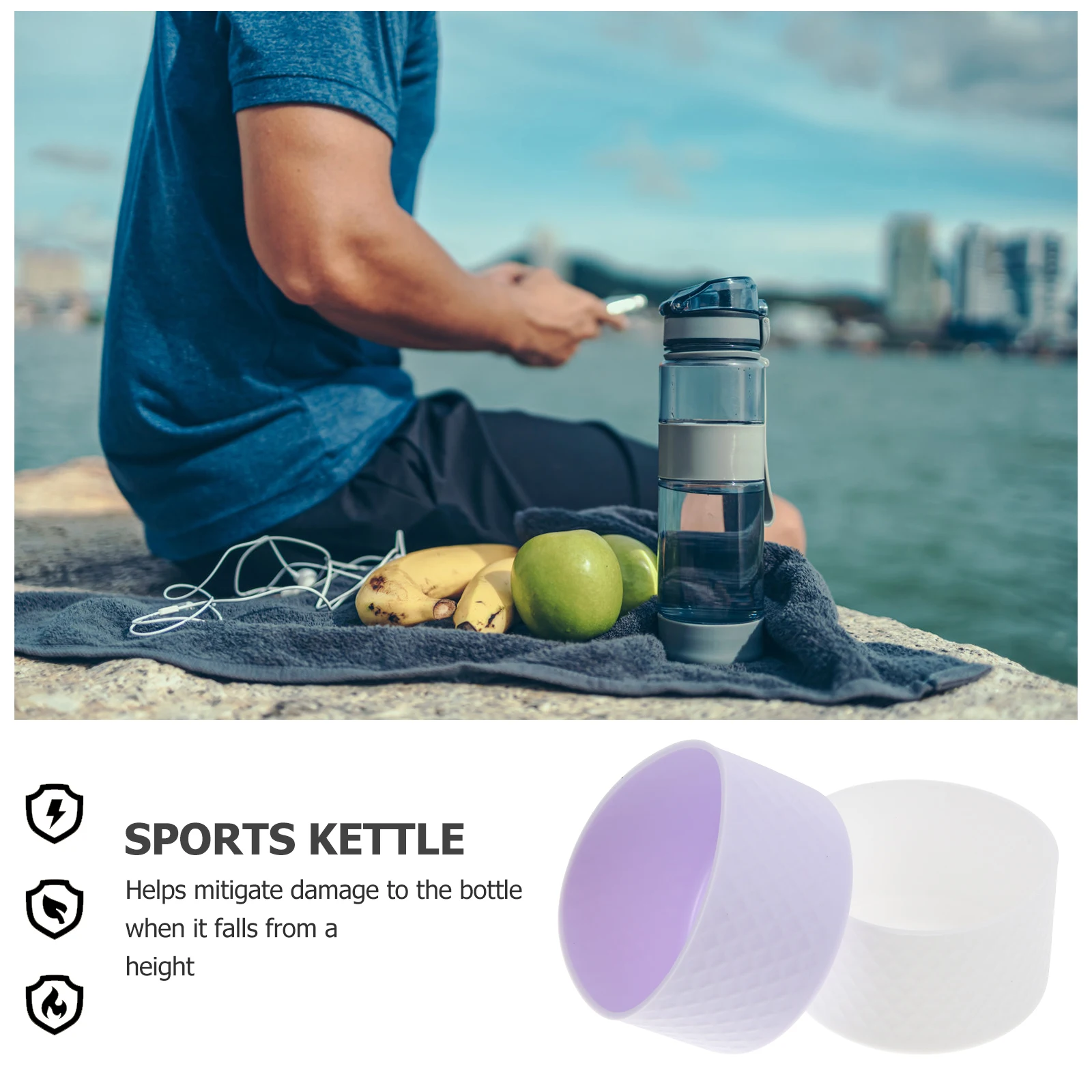 

2Pcs Sport Bottle Boot Silicone Cover Heat Insulated Antislip Cup Sleeve Water Bottle Bottom Protector Durable Wear Resistant