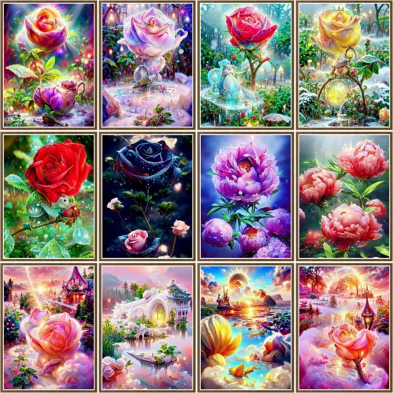 

CHENISTORY Modern Paint By Number Rose Flower Drawing On Canvas Handpainted Art Gift Diy Pictures By Number Kits Home Decoration