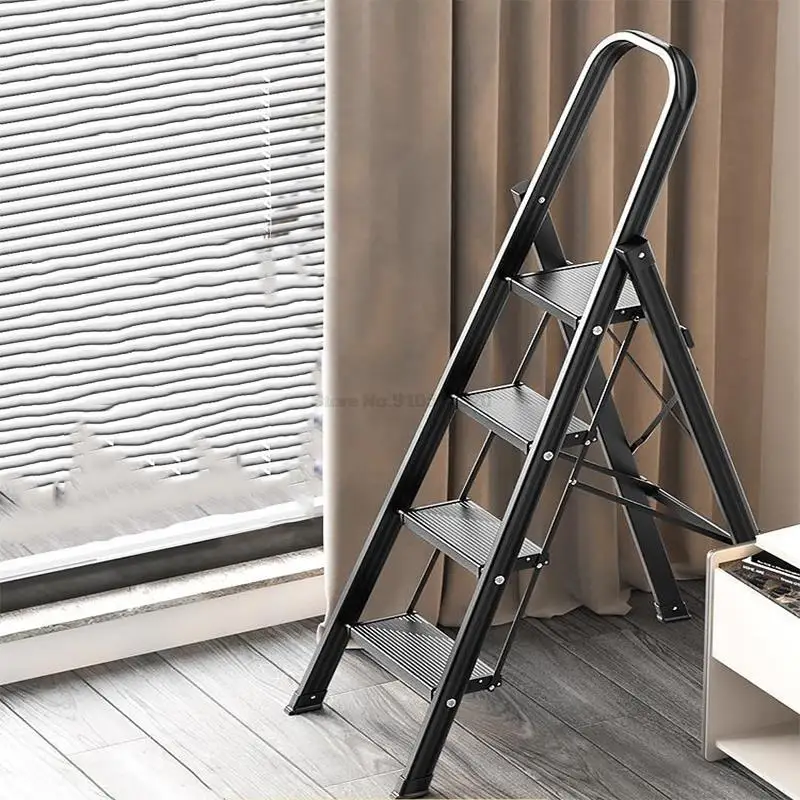 5-step Thickened Aluminum Alloy Ladder Household Folding Ladder Indoor Warehouse Telescopic Climbing Ladder Herringbone Ladder