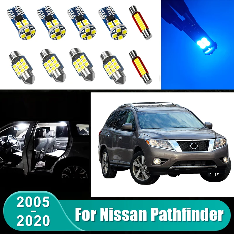 

Для Nissan Pathfinder R51 R52 2005-2020: Комплект из 12 светодиодных ламп для салона и багажника, аксессуары