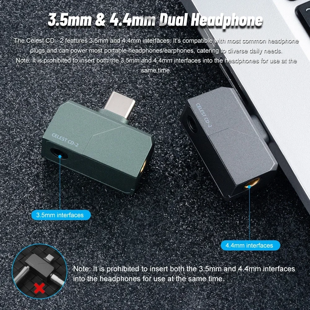 Kinera Celest CD-2 المحمولة HIFI مضخم ضوت سماعات الأذن الصوت DAC Amp 32bit/384 كيلو هرتز Type-c إلى 3.5 + 4.4 مللي متر لنظام أندرويد IOS Mac