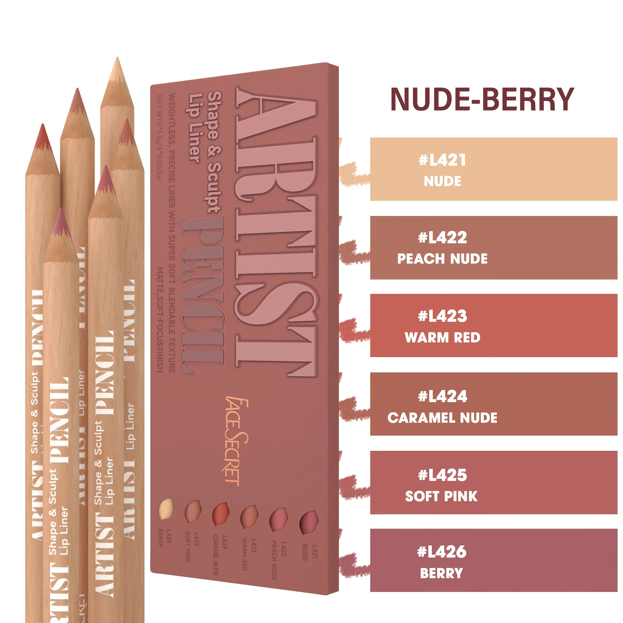 6pcs/Set Nude Lip Liner Makeup Set - Natural And Long-lasting Waterproof Matte Effect Lip Liner Daily Makeup,Lip Combo Makeup