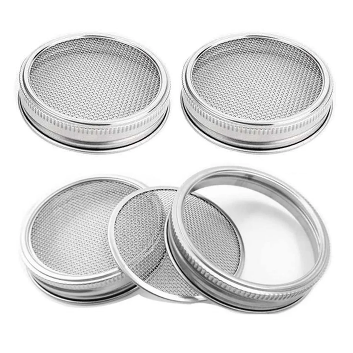 4 Pack Stainless Steel Sprouting Jar Lid for Wide and Wide Mouth Mason Jar for Growing Sprouts