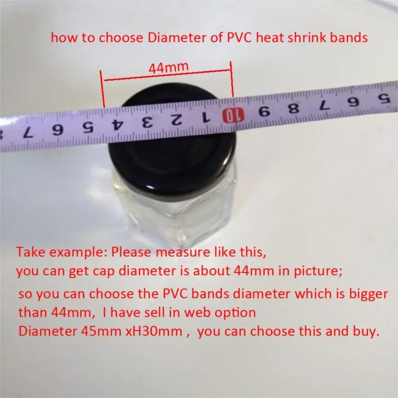 400pcs/lot  Pvc Transparant Heat Shrink Bands For Glass Bottles Width 42- 45mm/ Height 30mm /  Flatting -Width 75mm