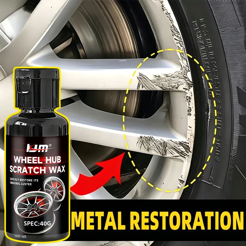 KJM Wheel Hub Repair Wax Alloy Rim Scratch Remover Polish Restorer For Car Wheels Surface Scuffs Oxidation 40G