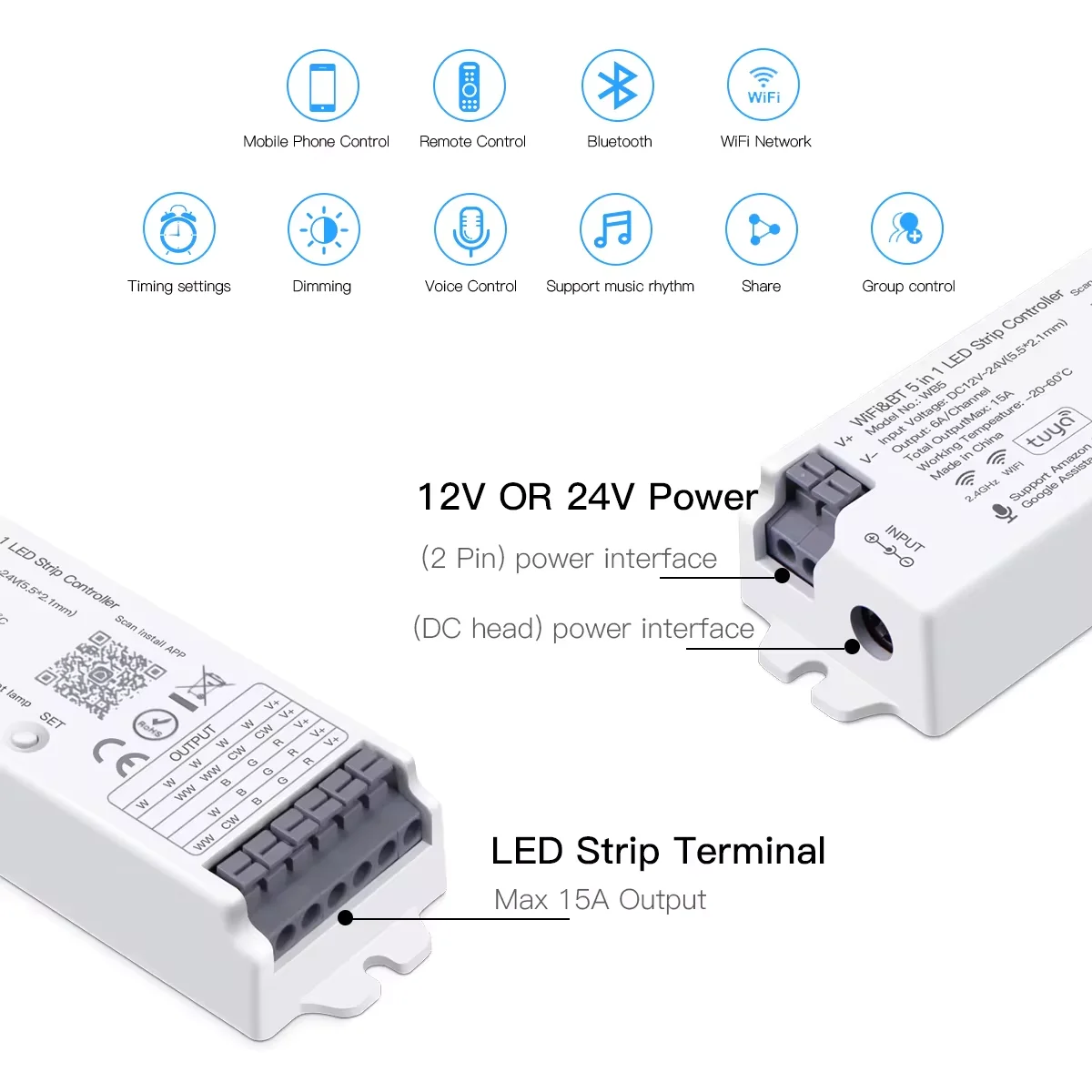 Controller Led Zigbee 3.0 Smart Home RGB Wifi Switch per 5050/2835 Neon COB Led Tape Dimmer, dimmerabile RGBCCT LM053 WB5 LM051