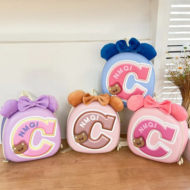 Kpop Style Kindergarten Backpack with Bowknot, Personalized Letter Design Cute Backpack, Fashion Kids School Bag for Boys &Girls