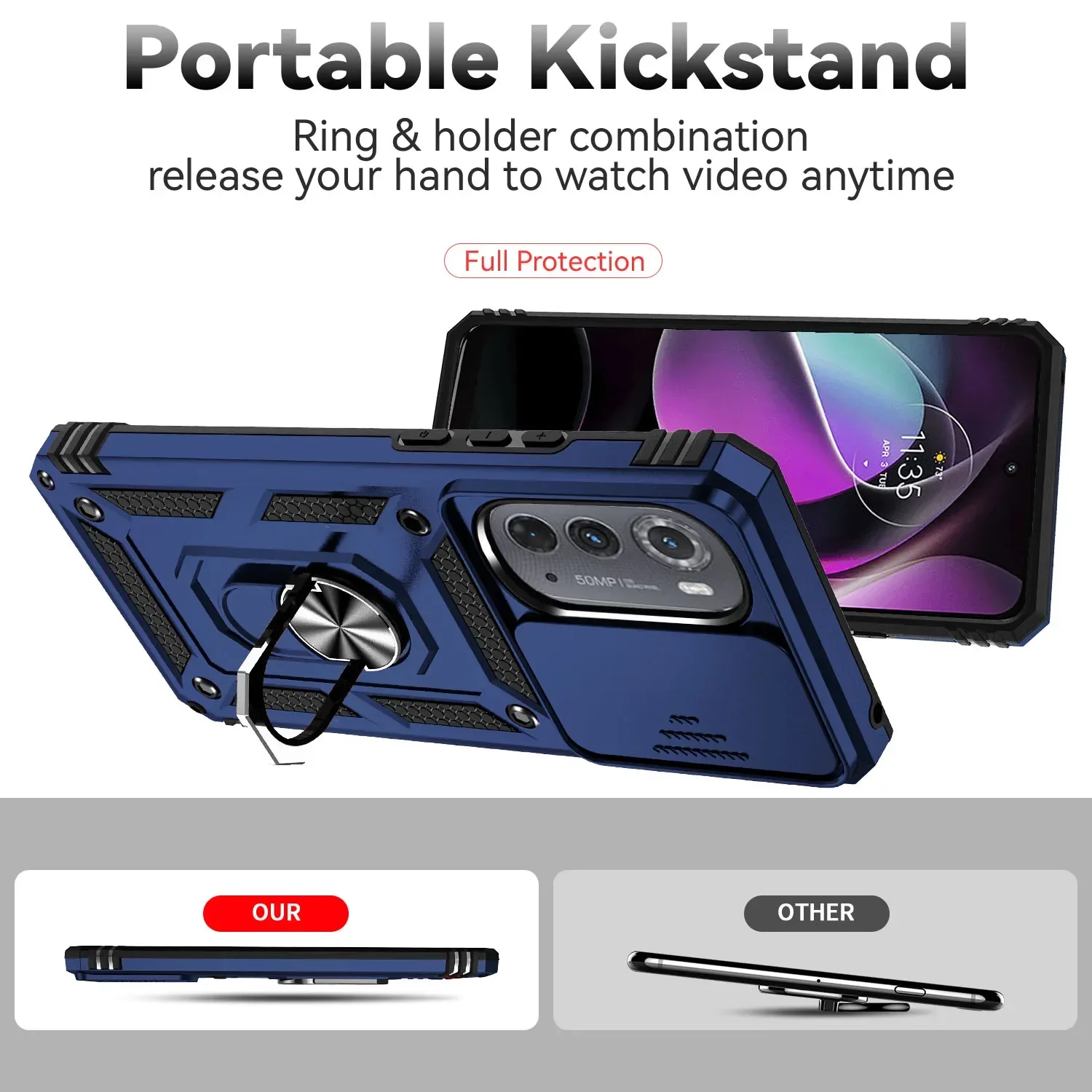 Para Motorola Moto Edge Plus 2023 2022 2024 Funda de silicona para teléfono soporte de anillo cubierta deslizante Funda protectora para cámara Funda