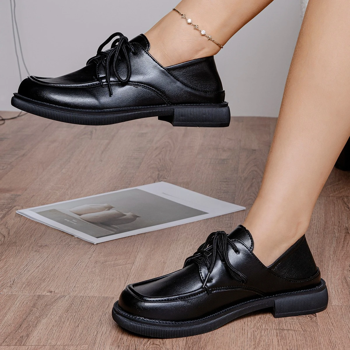 

Spring and Autumn Hot Selling Lace Up Comfortable Casual Single Shoes Fashionable New Round Toe Elegant Work Women's Shoes