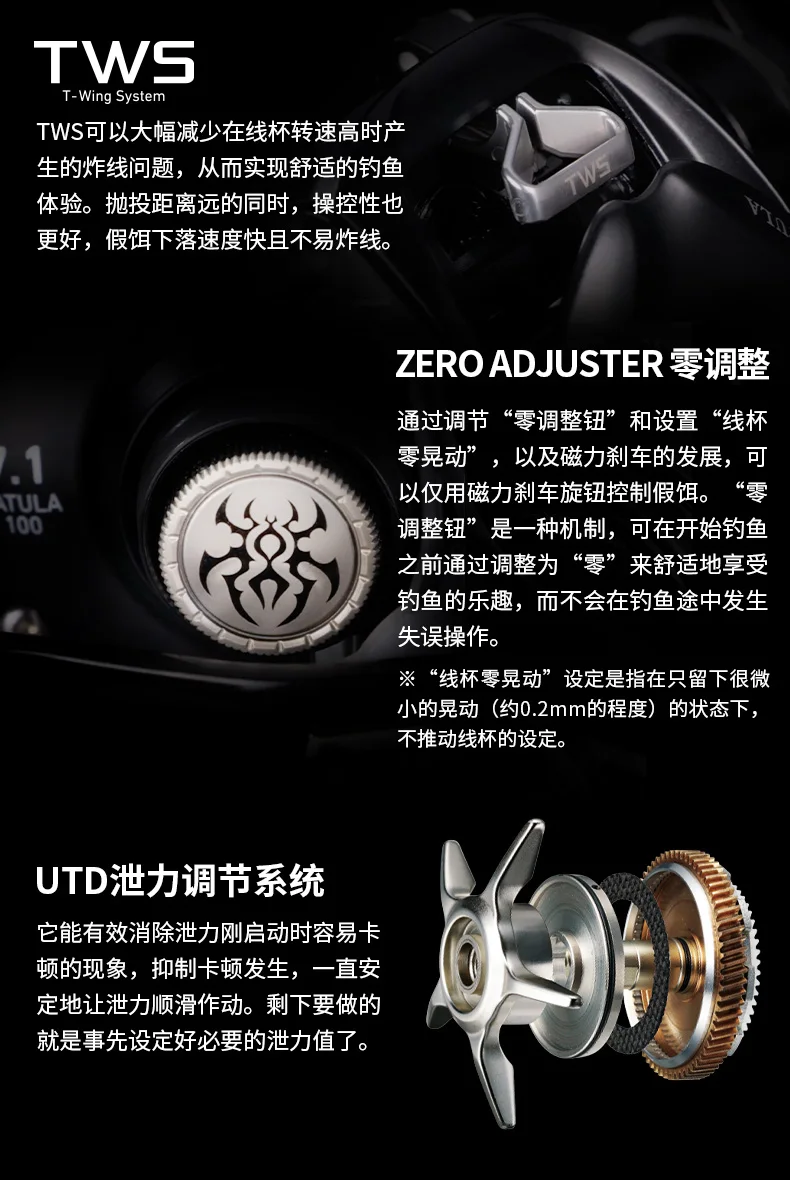 2025 NEUE DAIWA TATULA SV TW 100/TW 150/TW 200 Baitcast Angelrolle 7+1BB Drag 5-6KG Salzwasserrollen – Detail 3