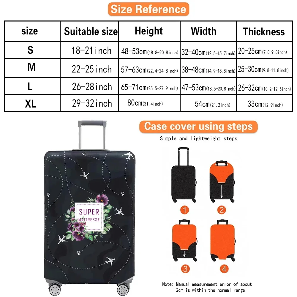 Luggage Cover Travel Suitcase Protective Cover Maitresse Series Pattern Dust-Proof Stretch Fabric for 18-32inch Baggage Case