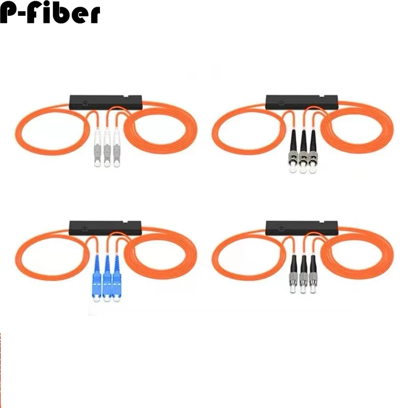 5pcs 1*2 FBT optical fiber splitter MM LC SC FC St multimode 1x2 fiber optic splitter  P-fiber