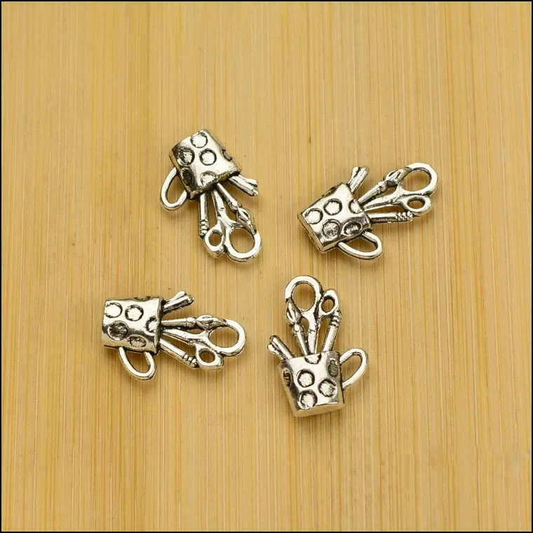 High Quality 20 Pieces/Lot 12mm*19mm Antique Silver plated Or Gold plated color Pen Brush Pot Pen Holder Charms Jewelry Making