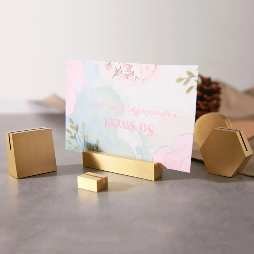 Desktop Decoration Business Card Holder Memo Postcard Picture Clip Brass Photo Clip Students Gift Table Number Holder