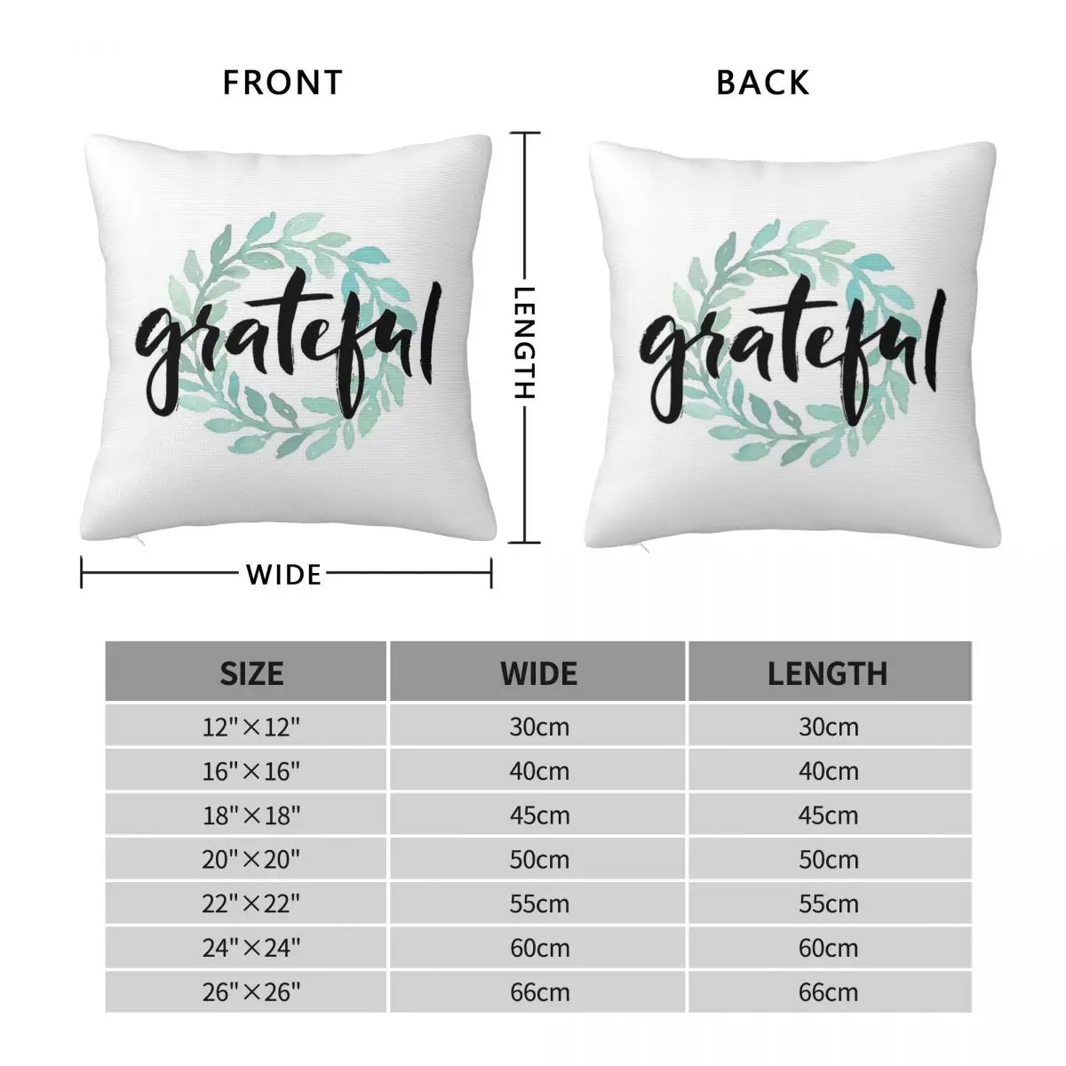 Grateful Wreath Pillowcase Polyester Linen Velvet Printed Zip Decorative Pillow Case Bed Cushion Cover 45x45