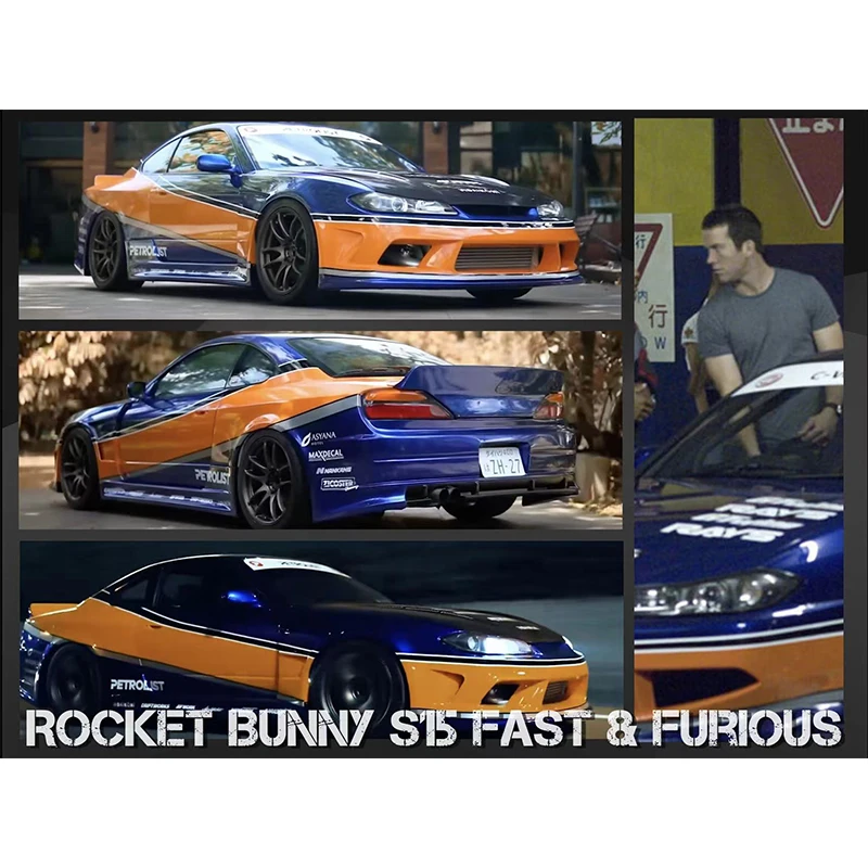 SW In Stock 1:64 Rocket Bunny Silvia S15 F&F Tokyo Drift Diecast Diorama Car Model Collection Miniature Street Weapon