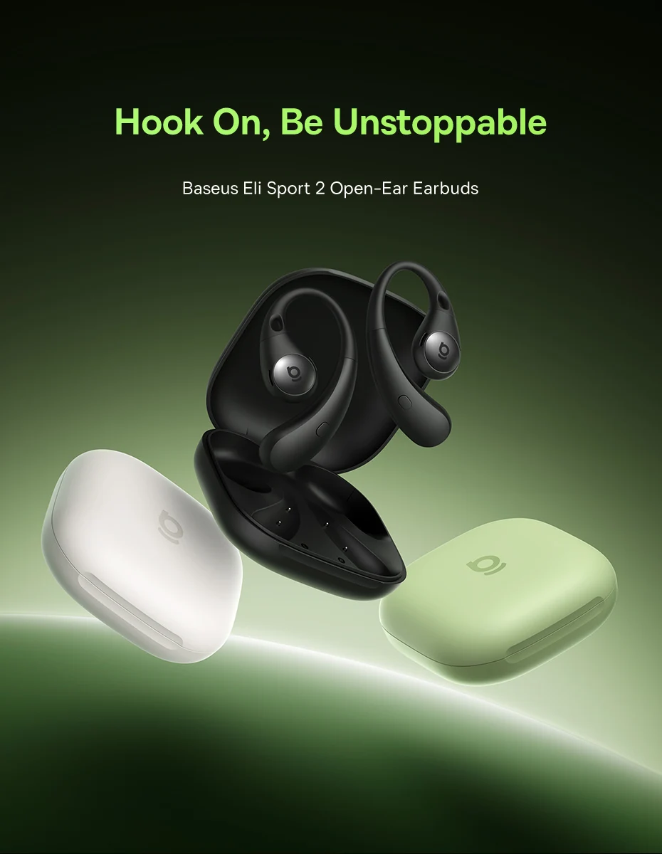 Baseus Eli Sport 2 Open-Ear-Kopfhörer, kabellos, Bluetooth 6.0 OWS-Kopfhörer, hochauflösend, mit LDAC OWS-Kopfhörer, Ohrbügel-Sport-Ohrhörer – Detail 1