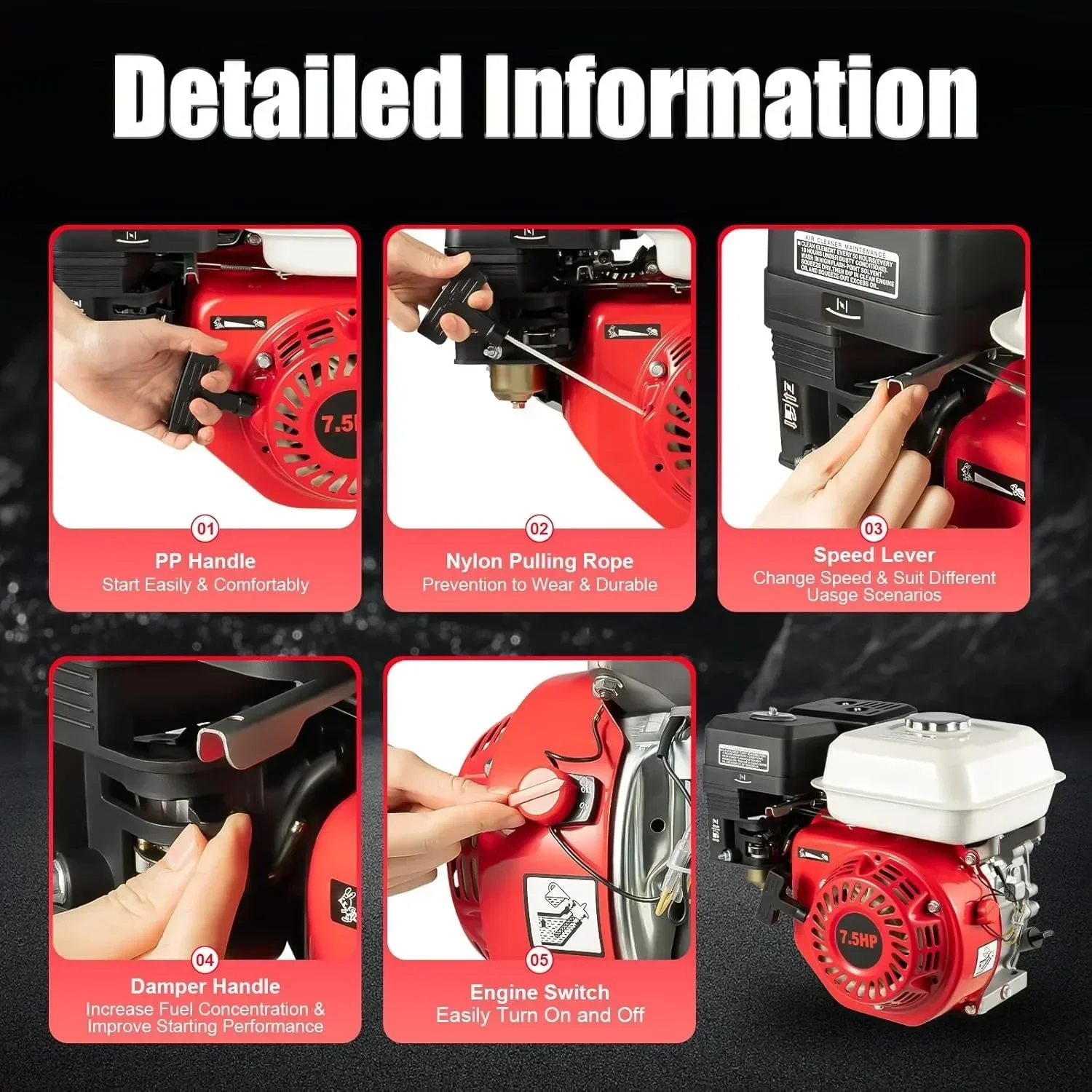 محرك بنزين رباعي الأشواط 7.5 حصان OHV محرك بنزين محرك اسطوانة واحدة محرك بنزين محرك دائرة المحرك