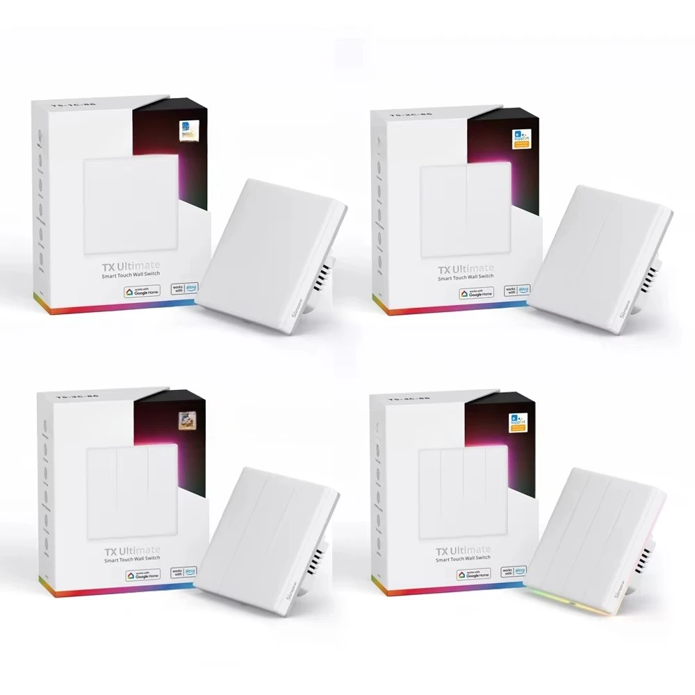 TX T5 86 Series Smart LED Light Wall Switch Ultimate Full Touch WIFI Button Alexa EU Compatible 240v PC Material Home