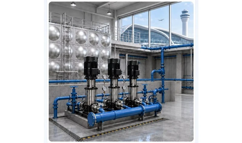 High Flow Low Pressure Stainless Steel Vertical Multistage Centrifugal Booster Pump for Airport Water Supply Systems