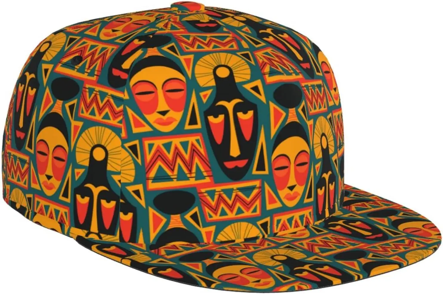 

African Style Snapback Hat for Men Women,Hip Hop Style Adjustable African Baseball Cap Flat Bill Brim Hats