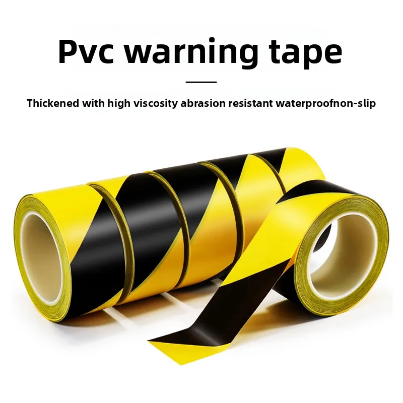 Professional Yellow Black PVC Warning Tape 4.8cm×16m/33m Floor Marking for Construction and Fire Safety