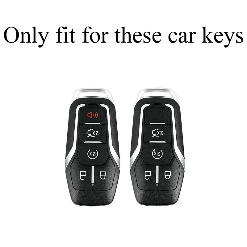 Zinc Alloy + Leather Car Key Case For Ford Mustang Fusion Explorer Edge F-150 Mondeo 2015 2016 2017 2018 For Lincoln MKZ MKC MKX