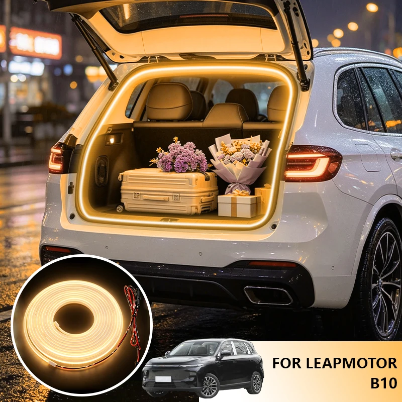 For Leapmotor B10 2025-2026 Rear Trunk LED Light Bar Strips Trunk Interior Decorative Lamp Strip Luggage Atmosphere Light