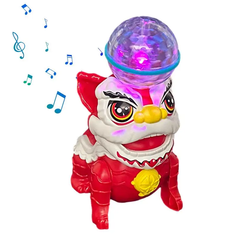 

Electric Lion Dance Toy Head Ball Dancing Lion Toys With Light And Music Robot Dancing Lion Toys Creative Interactive Fun Toy