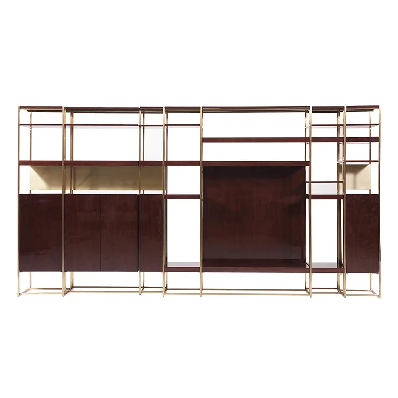 Stainless Steel Furniture Wooden Study Living Room Bookcase Book Shelf