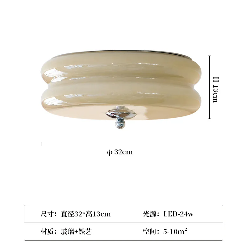 Ceiling lamp French medieval glass balcony Cream wind study cloakroom designer