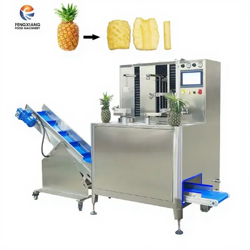 SFW Certificate Fully Automatic Pineapple Peeling Coring Head and Tail Cutting Separating Machine Industrial Pineapple