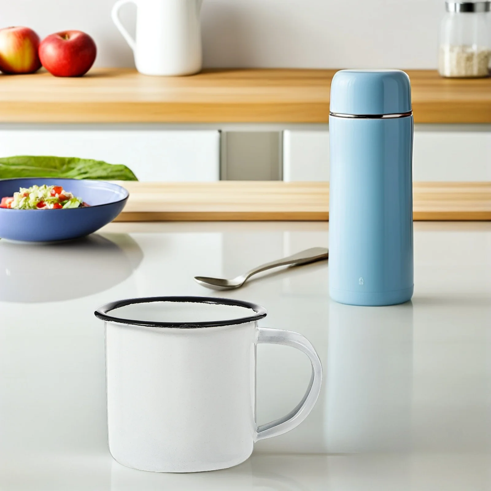 

2Pcs Retro Enamel Cups Large Capacity Mug for Coffee Tea Soup Enamel Drinking Cup Ideal for Home Office Outdoor Activities