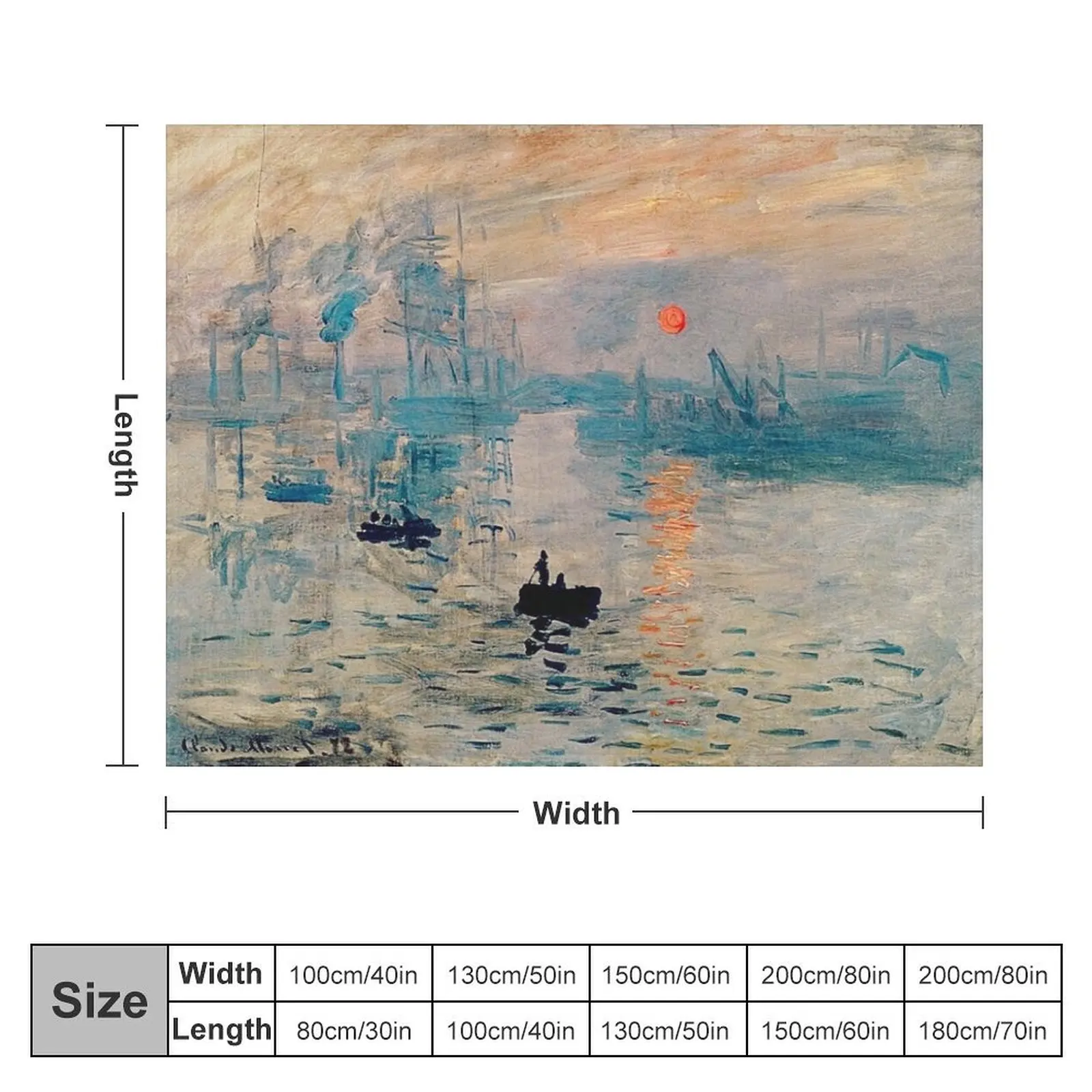 Impression Sunrise' | 'Impression Soleil Levant' de Claude Monet Throw Blanket Furry Decorative Sofa Blankets