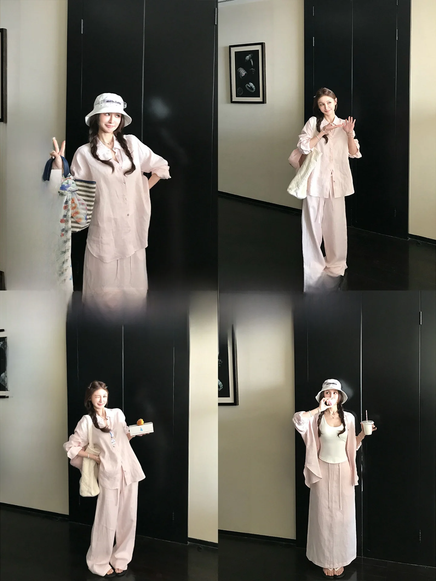

Skk Store R0W High-Branch Original Linen Loose Romantic Style Three-Piece Set Draping Shirt Women's Spring Collection
