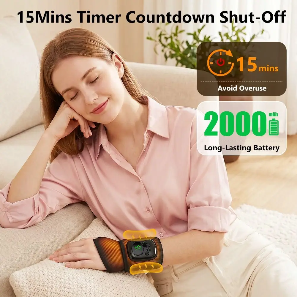 Heat Compress Cordless Hand Massager Kneading Rollers Multiple-Level Adjustable Pressure Electric Hand Massager