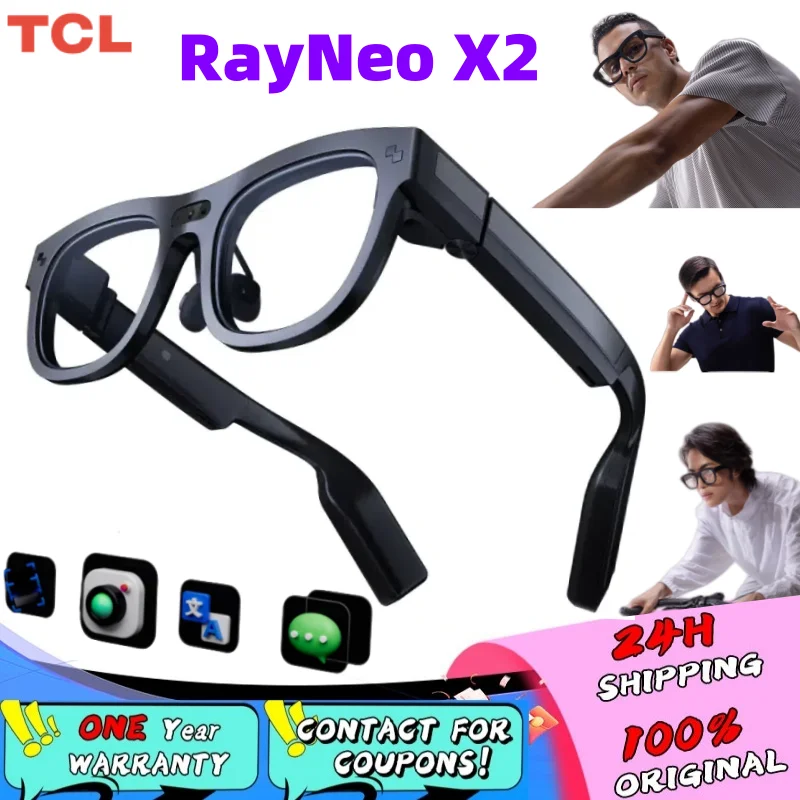 TCL RayNeo X2 AI&AR Glasses Binocular Full-color Displays 1080P XR Glasses For Intelligent Translation Real-time Navigation