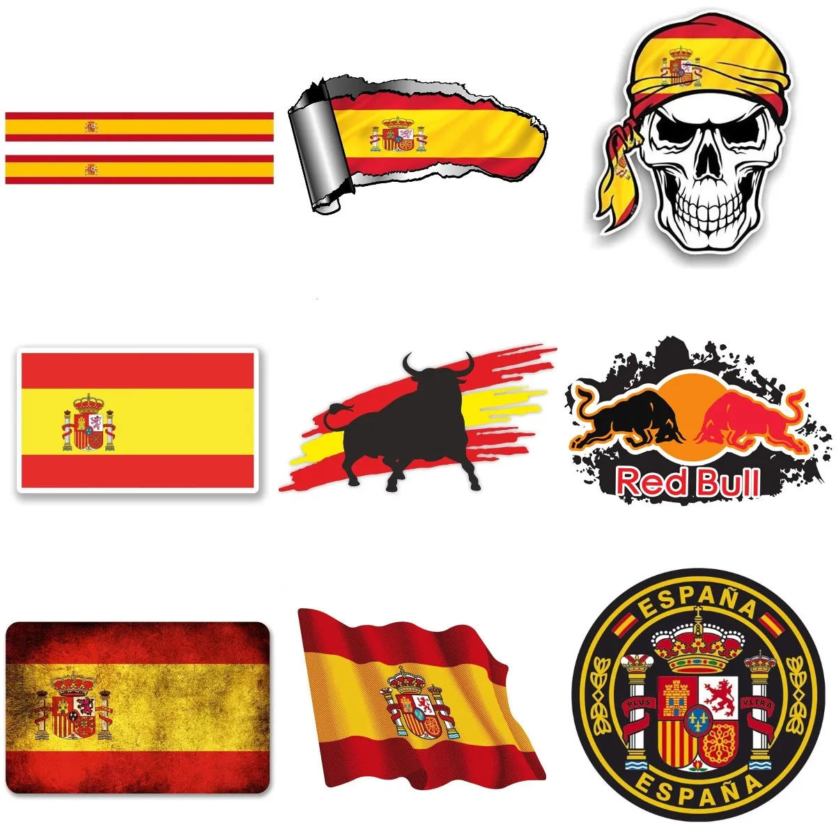 Spain Flag National Emblem Bullfighting Creative Sticker Accessories for Decorate Motorcycle Bike Camper Laptop Car Window Glass