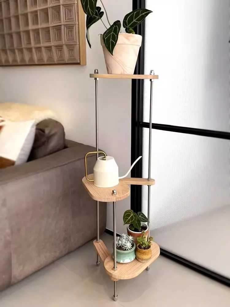 MOMO Woonkamer Creatieve Plank Groene Plantenplank Vloertype Bloemenrek Massief Houten Balkon Naast De TV-kast Groenen