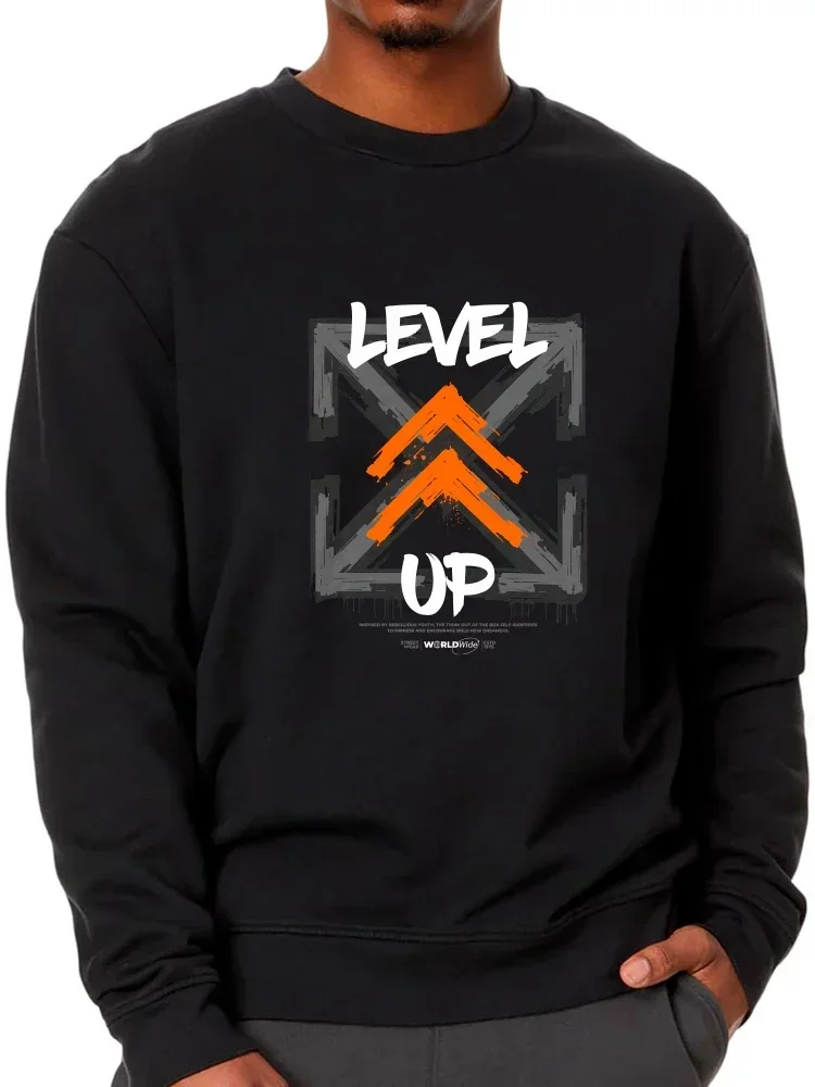 Level Up Cool Design Printed Hoodies Oversize Casual Sweatshirt Warm Autumn Winter Mens Clothing Thick Long Sleeve Cozy Pullover