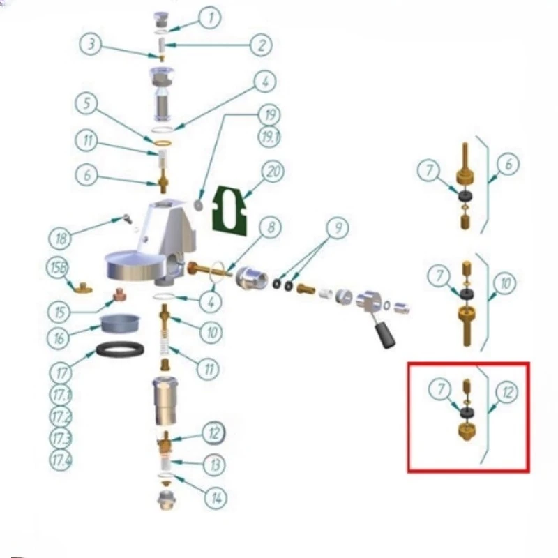 Adatto per accessori a doppia valvola per testa di preparazione della macchina da caffè Expobar E61