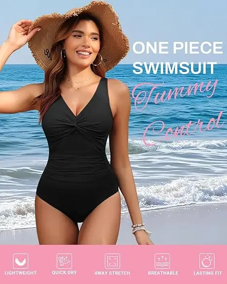 Solid Color Sexy Backless One-Piece Swimsuit with Chest Gathering and Tummy-Concealing Design for a Slimming Effect
