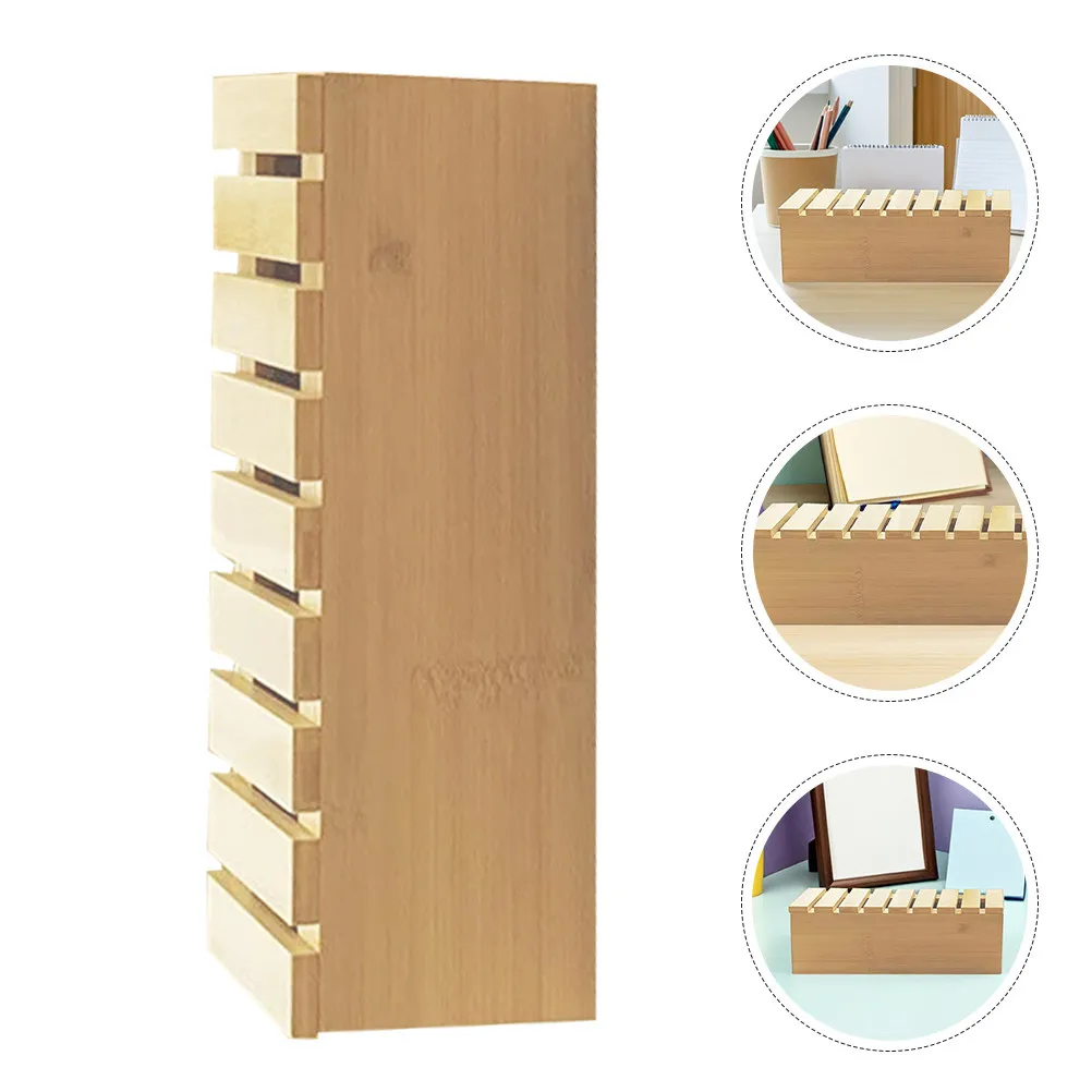 Natural Wood Desk Organizer Tabletop Cable Storage Box Cord Hider for Charging Cables Power Strips and Smartphones Workspace
