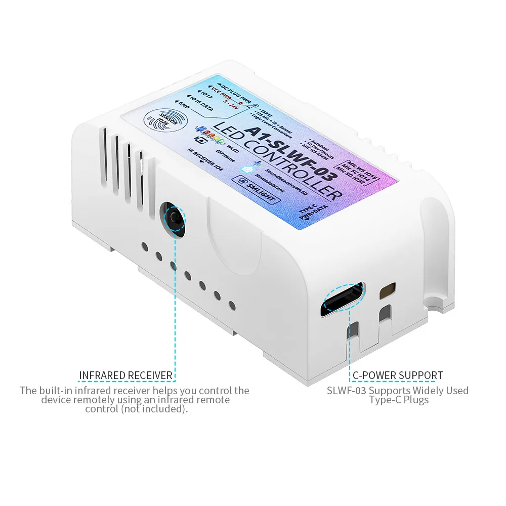 Imagem -03 - Smlight Esp32 Wled Microfone Rgbic Pixels Controlador Led Controle Assistente de Casa Ws2812b Ws2811 Ws2813 Ws2815 Luz de Tira Led Dc524v