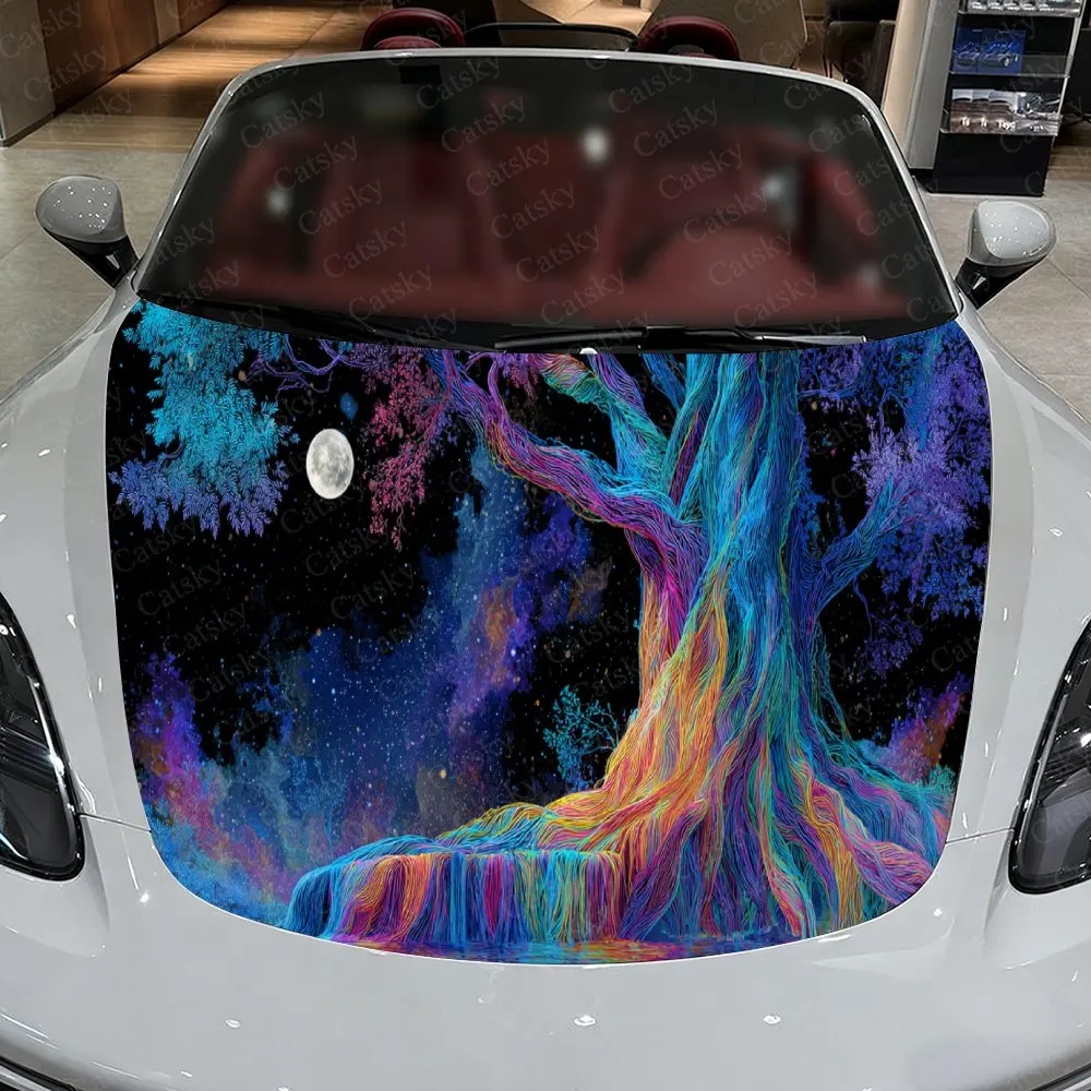 Autocollants pour capot de voiture Epic Nebula Tree – Film vinyle auto-adhésif, imperméable et durable, décorez et protégez votre voiture – Le cadeau
