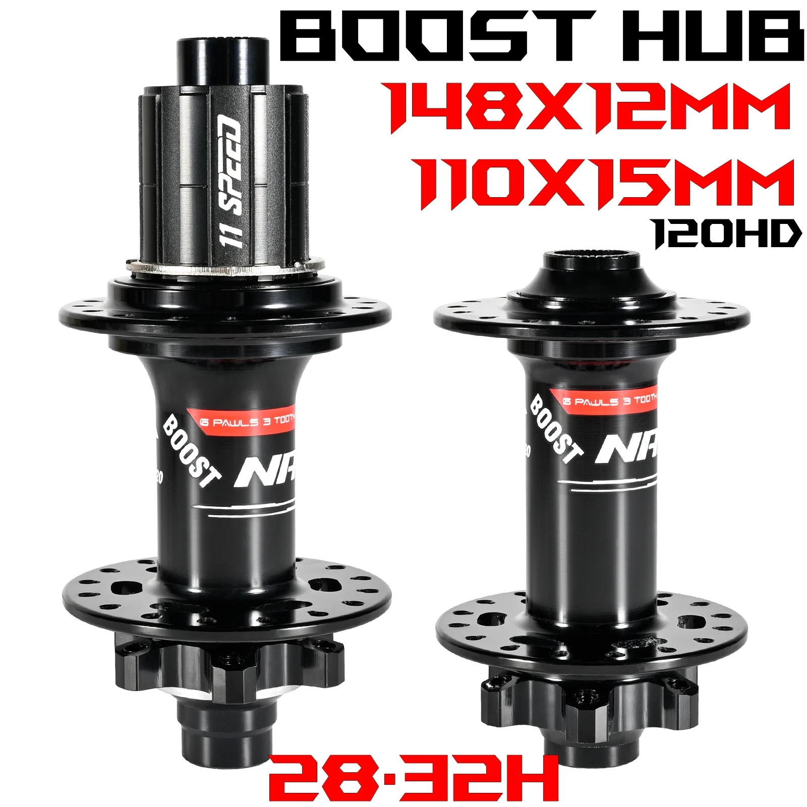 

Nanlio BOOST MTB Hubs 6 Pawls 120T Ratchet 148x12 110x15MM 32H 28H XD HG MS Freehub 8–12 Speed Loud Sound Hub for Mountain Bike