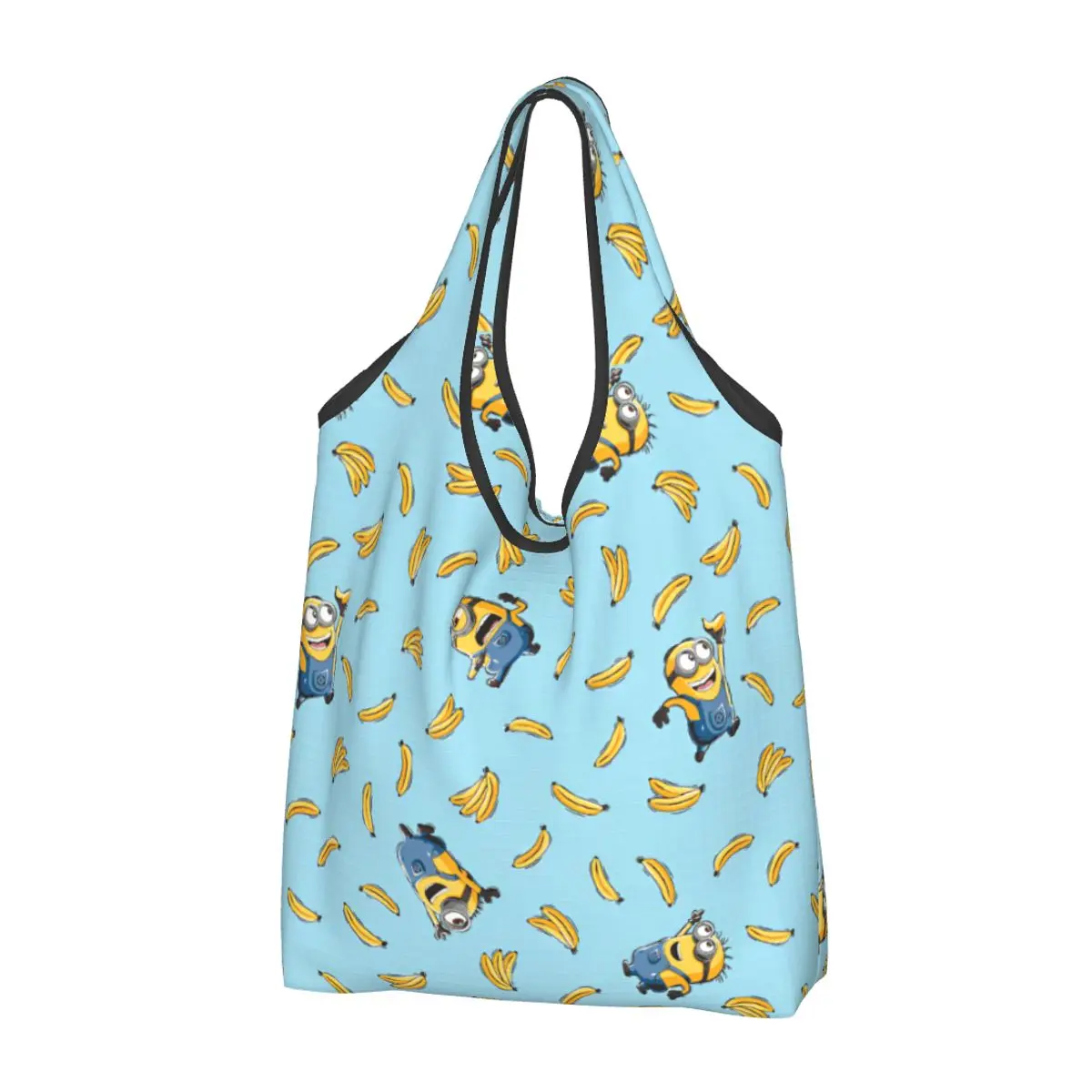 

3D Printed Cartoon Minions Shopper Bag Shopping Bags Student Streetwear Polyester Tote Bag Kawaii Designer Handbags