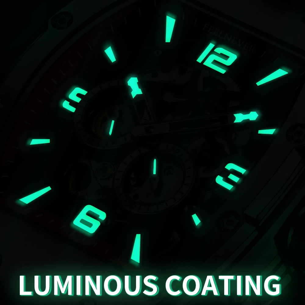 LIGE Brand FeelNever Top Mechanical Watch Skeleton Silicone Fashion Automatic Men's Watches Casual Waterproof Self Winding Clock view 5