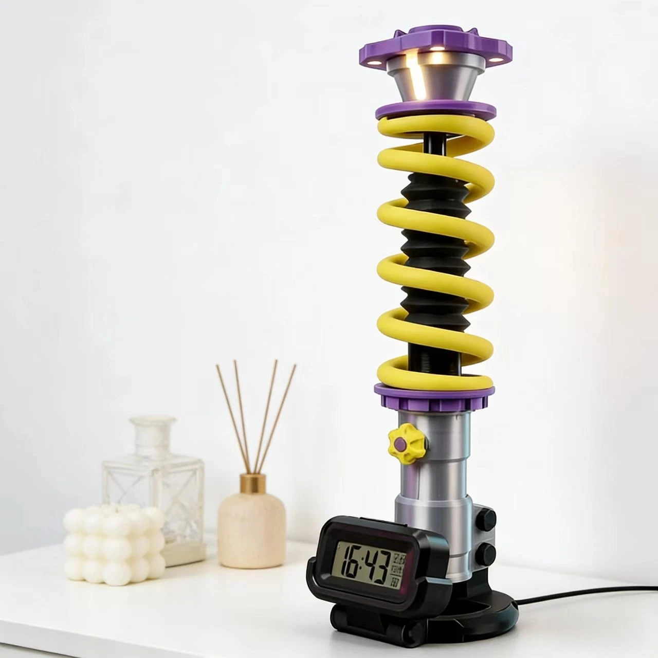 

Premium 3D Printed Shock Absorber Desk Lamp, Adjustable Light for Home Office & Car Interior Decor