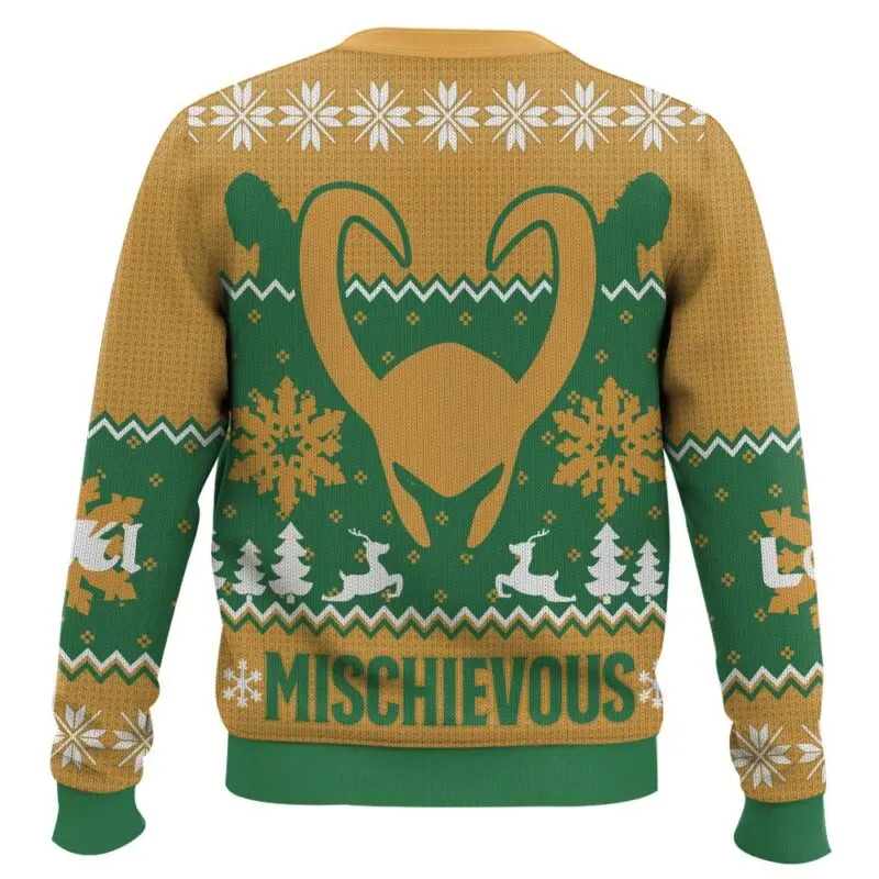 Marvel Loki Christmas Sweater Yellow Green Main Color Snowflake Reindeer Helmet Daily Casual Fan Party Christmas Dressing